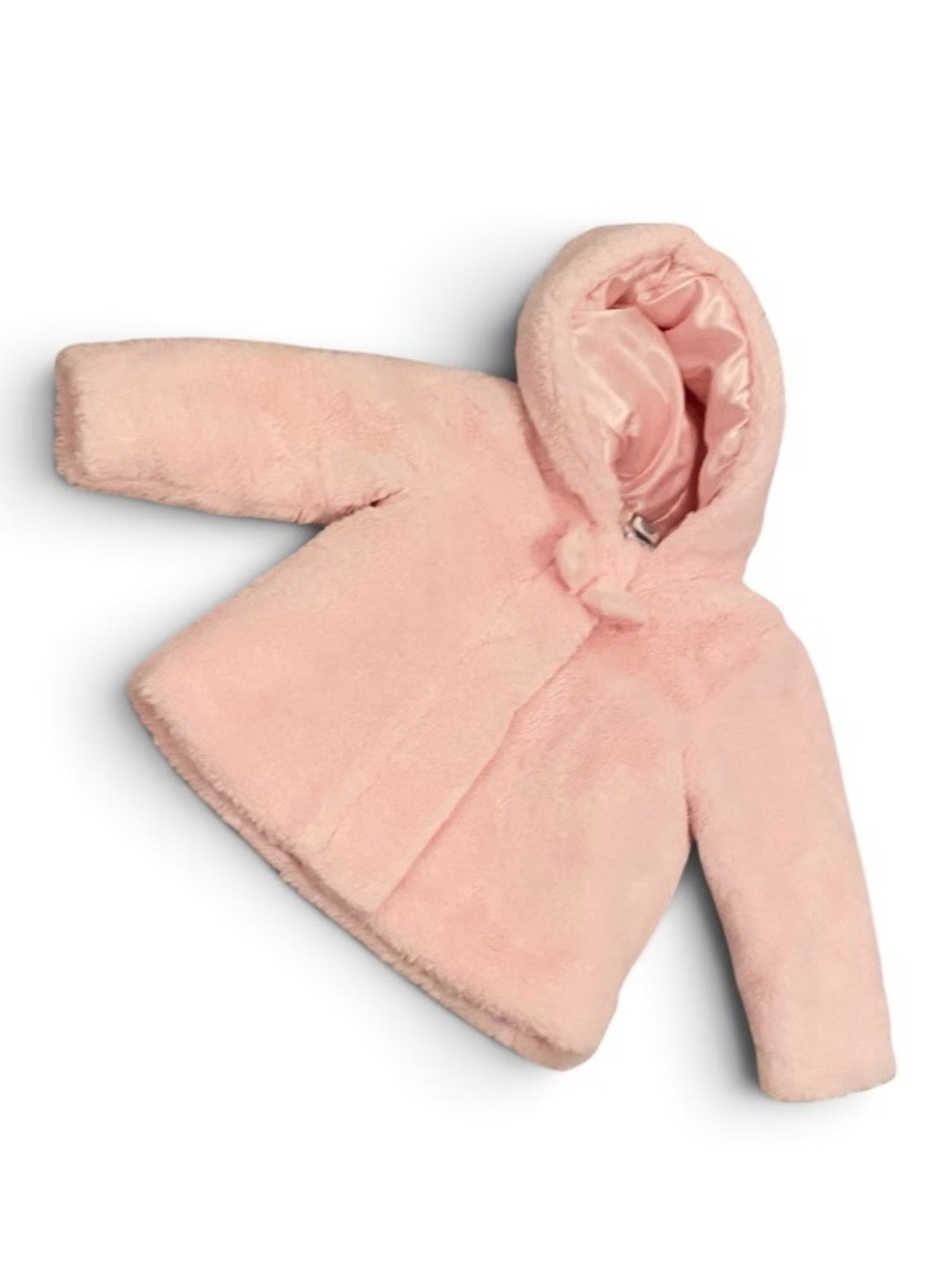 Little Me Plush Hooded Puffer Coat in Blush Pink